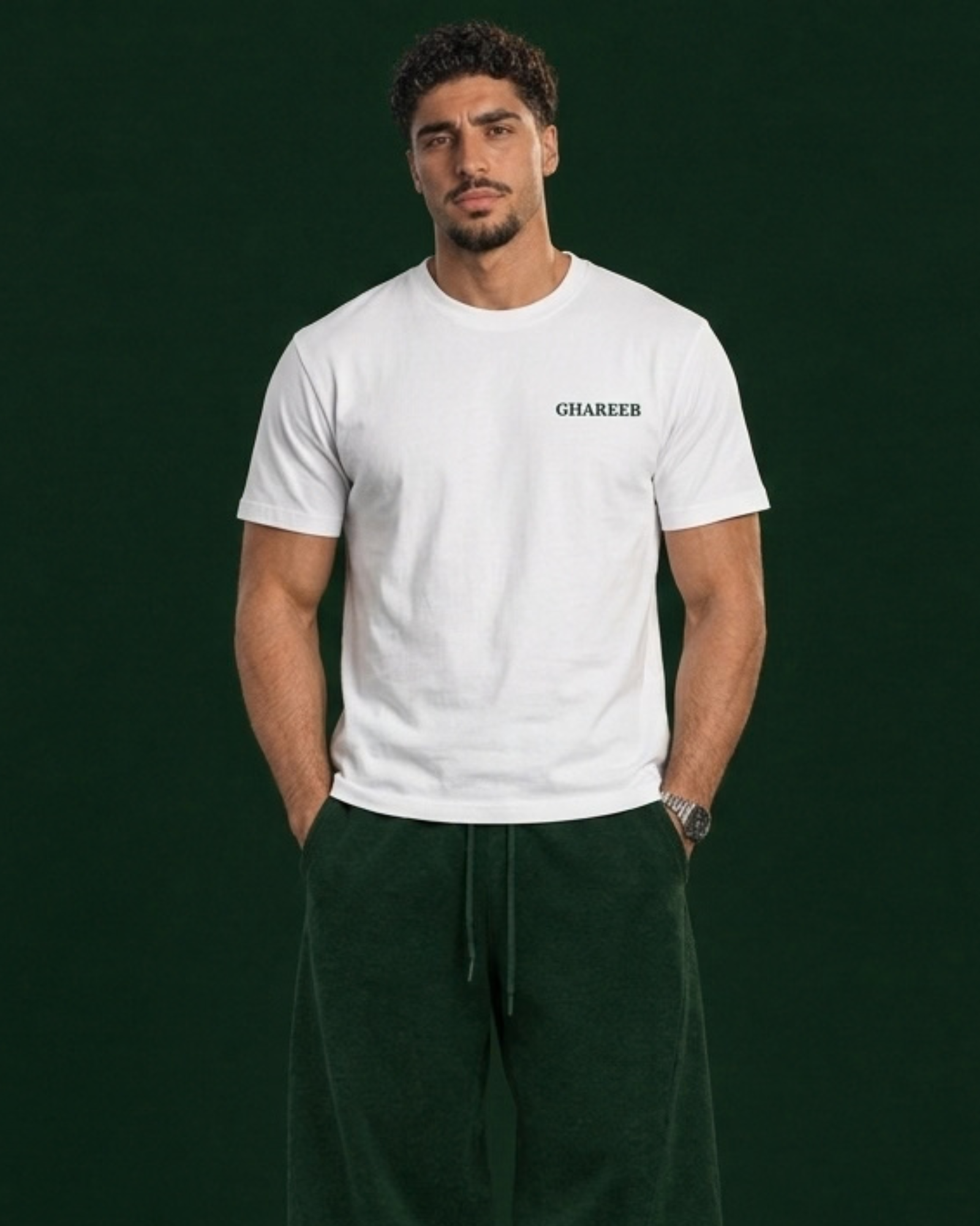 Fantasia Rider Tee — White worn by men’s model, front view